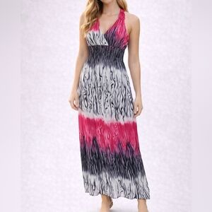 Vtg JULIA Shibori Animal Print Ombre Silk Smock Artsy Tank Dress